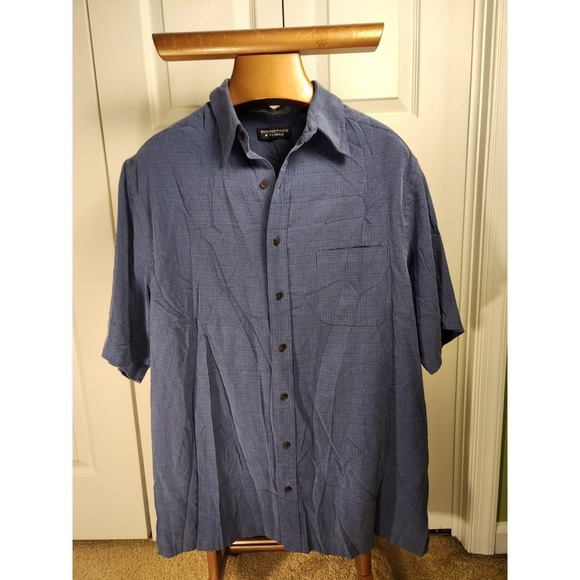 Roundtree & Yorke Mens Cobalt Blue Short Sleeve Button-up Size XLT - Picture 2 of 8